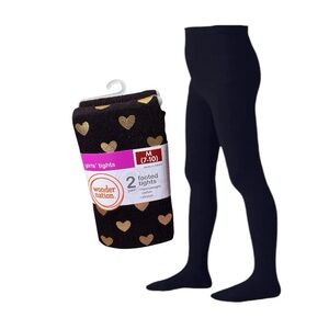 Wonder Nation Gold Hearts And Black Footed Tights